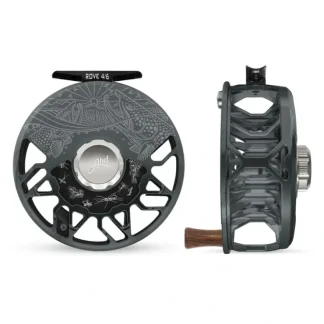 Abel ROVE Reel 4/6 Slate Grey, Platinum Drag Knob, Underwood Drift and Freshwater Flies Engraving with Rosewood Handle - Your Premium Fishing Gear Store Rods Lines Baits Accessories^ Best