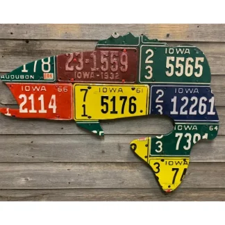 Antique Iowa Largemouth Bass License Plate Art - Your Premium Fishing Gear Store Rods Lines Baits Accessories^ Cheap