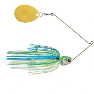 Booyah Covert Spinnerbait, 5", 1/2oz, White/Chartreuse/Blue - Your Premium Fishing Gear Store Rods Lines Baits Accessories^ New