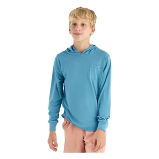 Free Fly 40th Logo Youth Bamboo Shade Hoodie Bluestone - Your Premium Fishing Gear Store Rods Lines Baits Accessories^ Clearance
