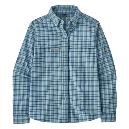 Patagonia Women's Early Rise Stretch Shirt Santa Cruz: Lago Blue - Your Premium Fishing Gear Store Rods Lines Baits Accessories* Fly Fishing
