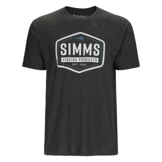 Simms Fly Patch T-Shirt Charcoal Heather - Your Premium Fishing Gear Store Rods Lines Baits Accessories* Fly Fishing