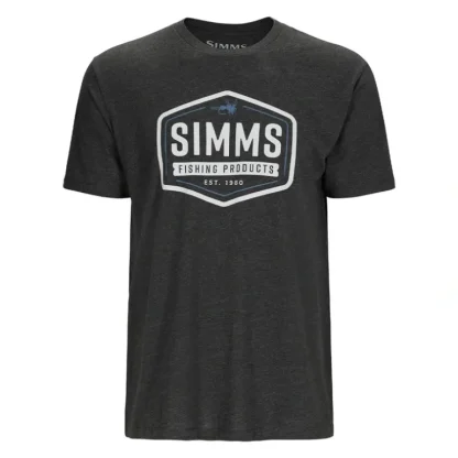 Simms Fly Patch T-Shirt Charcoal Heather - Your Premium Fishing Gear Store Rods Lines Baits Accessories* Fly Fishing