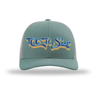 TCO Fly Shop Hat Low Pro Trucker - Retro Logo Light Teal / Lt. Gray - Your Premium Fishing Gear Store Rods Lines Baits Accessories^ Best