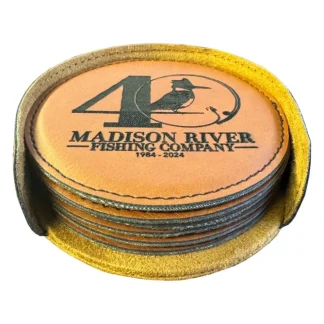 40th Logo Leather Coaster 6pc Set with Holder - Your Premium Fishing Gear Store Rods Lines Baits Accessories^ Best Sale