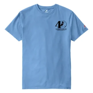 40th Logo w/40th Chest Logo & on Back T-Shirt Heather Powder Blue - Your Premium Fishing Gear Store Rods Lines Baits Accessories^ Hot