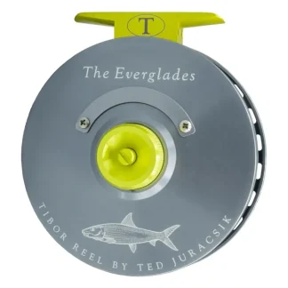 Tibor Everglades Reel Custom Graphite Grey Frame and Spool, Lemon Lime Drag Knob, Reel Foot and Stop Nut, Bonefish Engraving - Your Premium Fishing Gear Store Rods Lines Baits Accessories^ Store