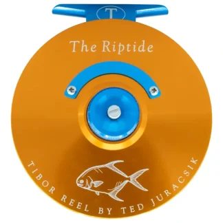 Tibor Riptide Reel Custom Sunset Orange with Aqua with Permit Engraving - Your Premium Fishing Gear Store Rods Lines Baits Accessories^ Best
