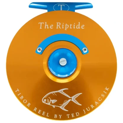 Tibor Riptide Reel Custom Sunset Orange with Aqua with Permit Engraving - Your Premium Fishing Gear Store Rods Lines Baits Accessories^ Best