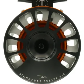 Tibor Signature Series Reel 7-8 Custom Frost Black with Orange Hub - Your Premium Fishing Gear Store Rods Lines Baits Accessories^ Clearance
