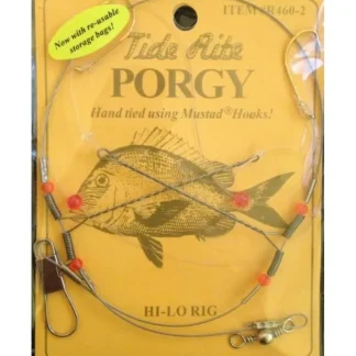Tide Rite Hand Tied Beaded Gold Baitholder Porgy Rigs, Mustad Long Shank Hook, Size 2 - Your Premium Fishing Gear Store Rods Lines Baits Accessories^ Online