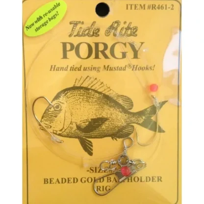 Tide Rite Hand Tied Beaded Gold Baitholder Porgy Rigs, Mustad Wide Gap - Your Premium Fishing Gear Store Rods Lines Baits Accessories^ Best